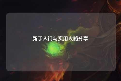 新手入门与实用攻略分享