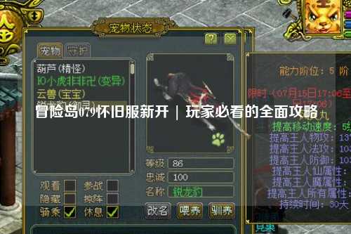 冒险岛079怀旧服新开 | 玩家必看的全面攻略